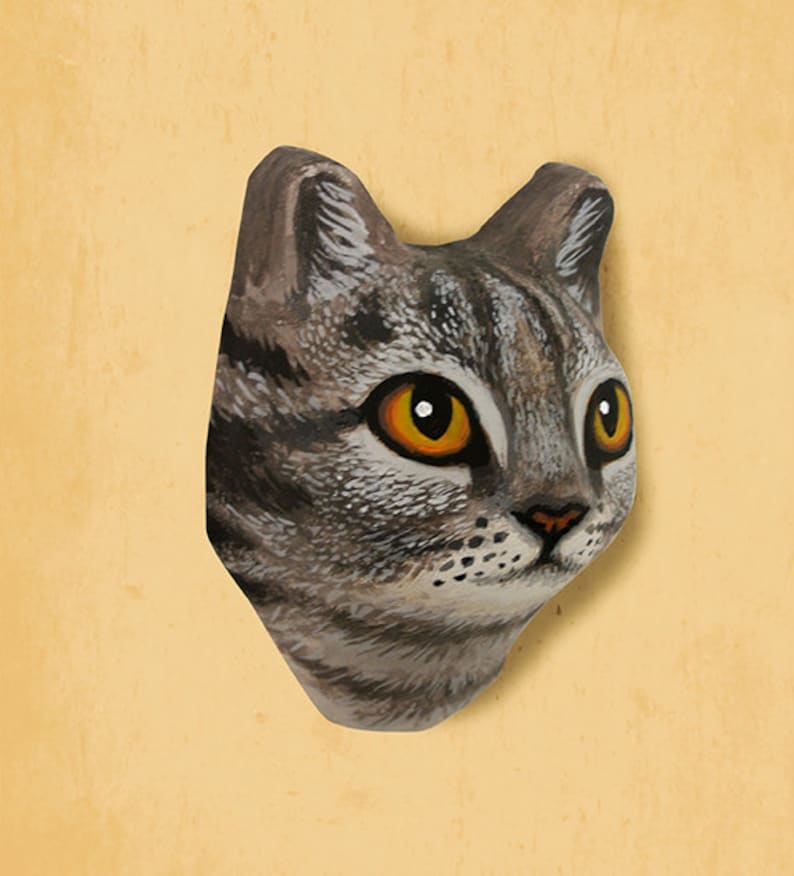 Wall hanging. Paper mache cat head Etsy