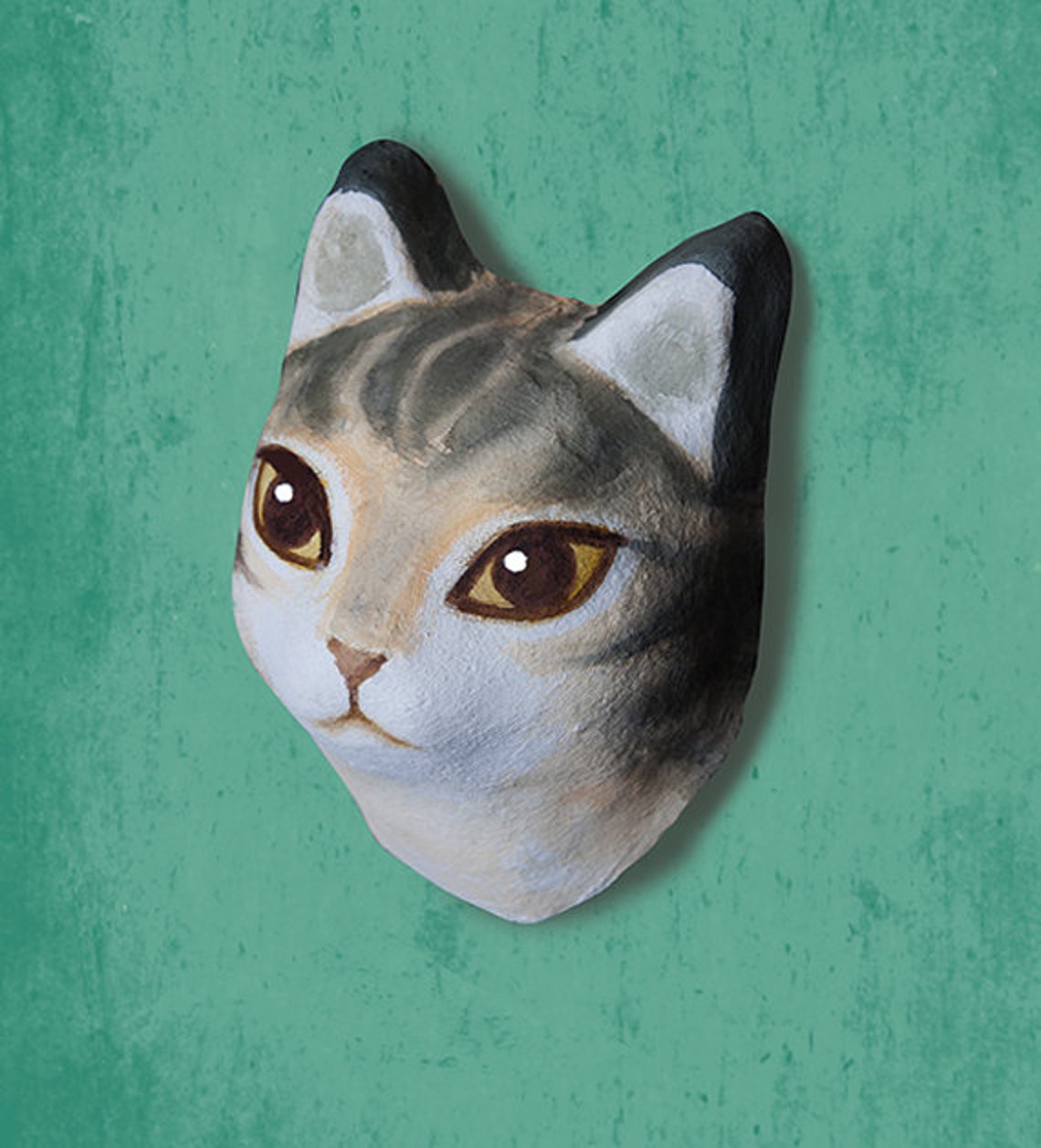 Wall Hanging. Paper Mache Cat Head Etsy