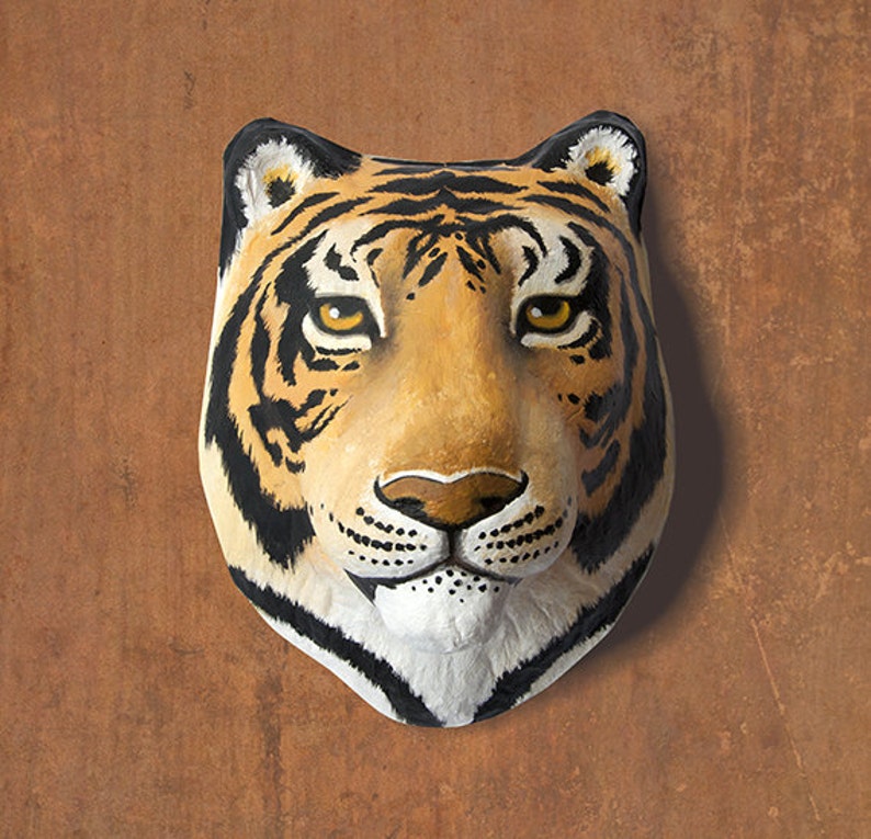 Wall hanging. Paper mache tiger Etsy