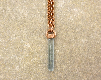 Aquamarine Pendant | Vietnamese Aquamarine Necklace | Terminated Aquamarine Crystal Pendant | Copper | Natural | Raw | Beryl | Blue Crystal