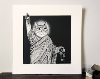 Mystic Cat Limited Edition Fine Art Print | Hand-Pulled Silkscreen Print | Signed & Numbered Screen Print | 100% Recycled Paper | S.C.Gee