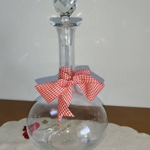 Vintage Clear Glass Wine Decanter with long neck and original stopper
