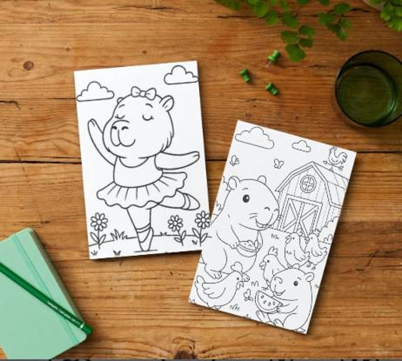 Capybara Coloring Book for Kids - Cute Animal Coloring Pages ...