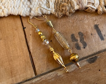 Long oriental gold earrings