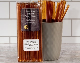 Elderberry Infused Honey Sticks (25 Pack)