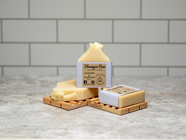 Honey Shampoo Bar - Natural | Handmade | Plastic Free Hair Care | Sulfate Free | Zero Waste Solid Shampoo Bar Lavender & Chamomile