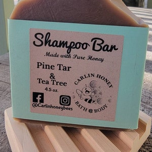 Shampoo Bar made with Pure Honey / Bar Shampoo / Hard Shampoo / Minimalist / Natural / Pine Tar & Tea Tree