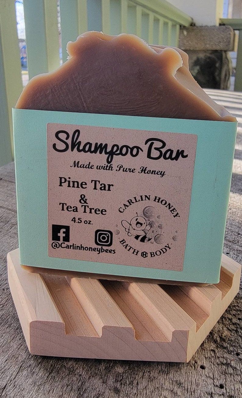 Shampoo Bar made with Pure Honey / Bar Shampoo / Hard Shampoo / Minimalist / Natural / Pine Tar & Tea Tree