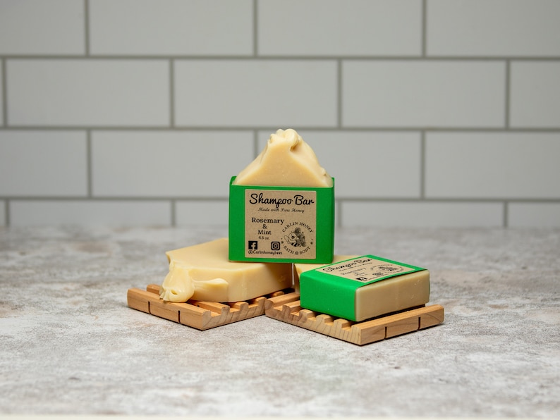 Honey Shampoo Bar - Natural | Handmade | Plastic Free Hair Care | Sulfate Free | Zero Waste Solid Shampoo Bar Rosemary & Mint