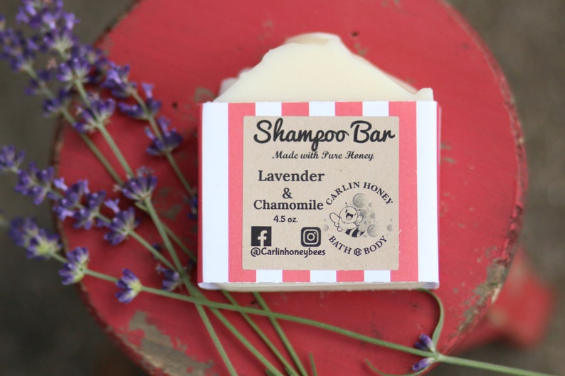 Shampoo Bar made with Pure Honey / Bar Shampoo / Hard Shampoo / Minimalist / Natural / Lavender & Chamomile