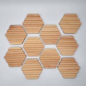 10 - Hexagon Draining Cedar Soap Dishes 100% Natural Wood / Soap Holder / Handmade / Natural / Minimalistic / Bulk / Wholsale / Soap Saver