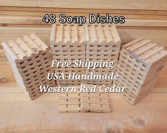 48 Cedar Draining Soap Dishes / Wholesale / Soap Savers / Soap Holder / Wooden / Handmade / All Natural / Minimalistic / Eco Friendly