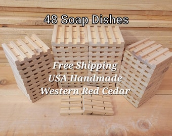 48 Cedar Wood Soap Dishes, Handmade Soap Savers, Wholesale Lot 3.25 x 3.5