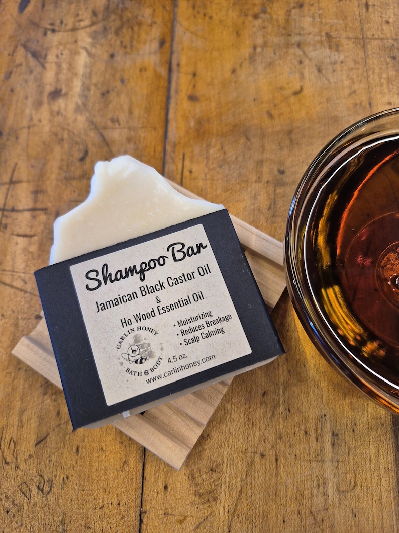 Honey Shampoo Bar - Natural | Handmade | Plastic Free Hair Care | Sulfate Free | Zero Waste Solid Shampoo Bar Black Castor Oil