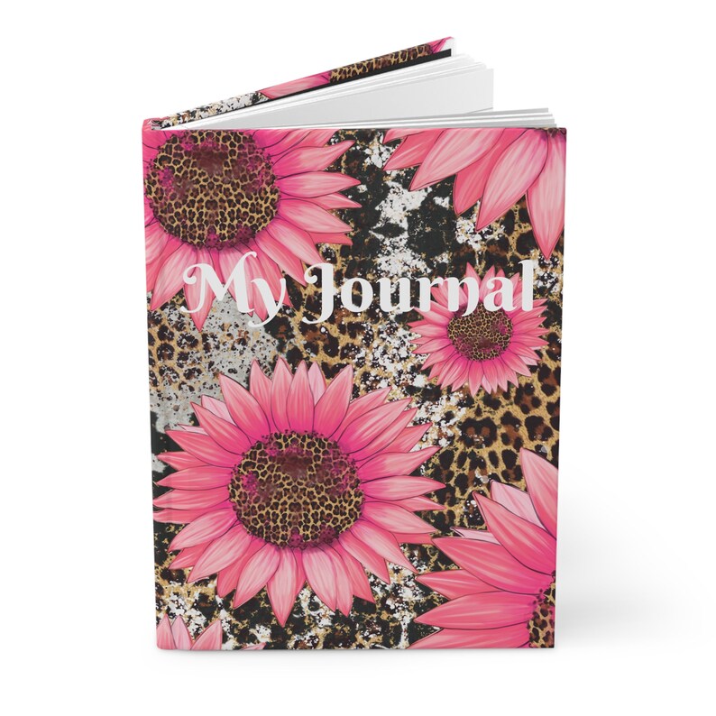 Leopard Pink Sunflower Hardcover Journal Matte - Etsy