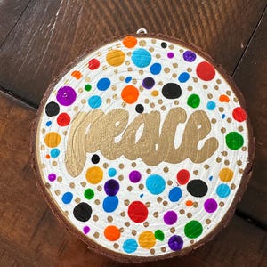 Hand painted wood slice ornament