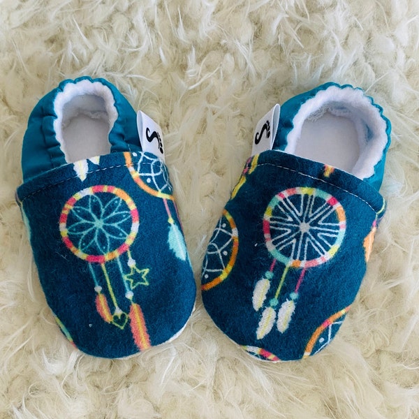 Dreamcatcher Baby Gift, Gender Neutral Baby Shoes, Whimsical Baby Shower