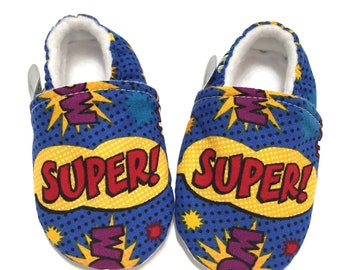 SUPERHERO BABY SHOES - Comic Book Moccs with amazing features. Act now! Get yours today!