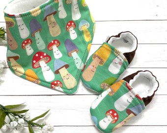 Vegan Baby Shoes, Mushrooms Booties, Woodland Baby, Cute Baby Shower Gift, Gender Neutral, Forest