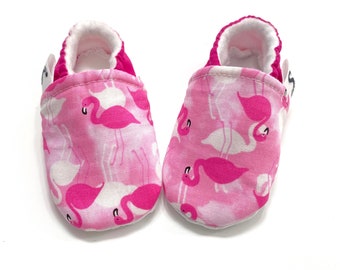 Baby Girl Shoes - Flamingo Booties - Pink Moccasins - Flamingo Gifts for new Mom - Flamingo Baby Shower