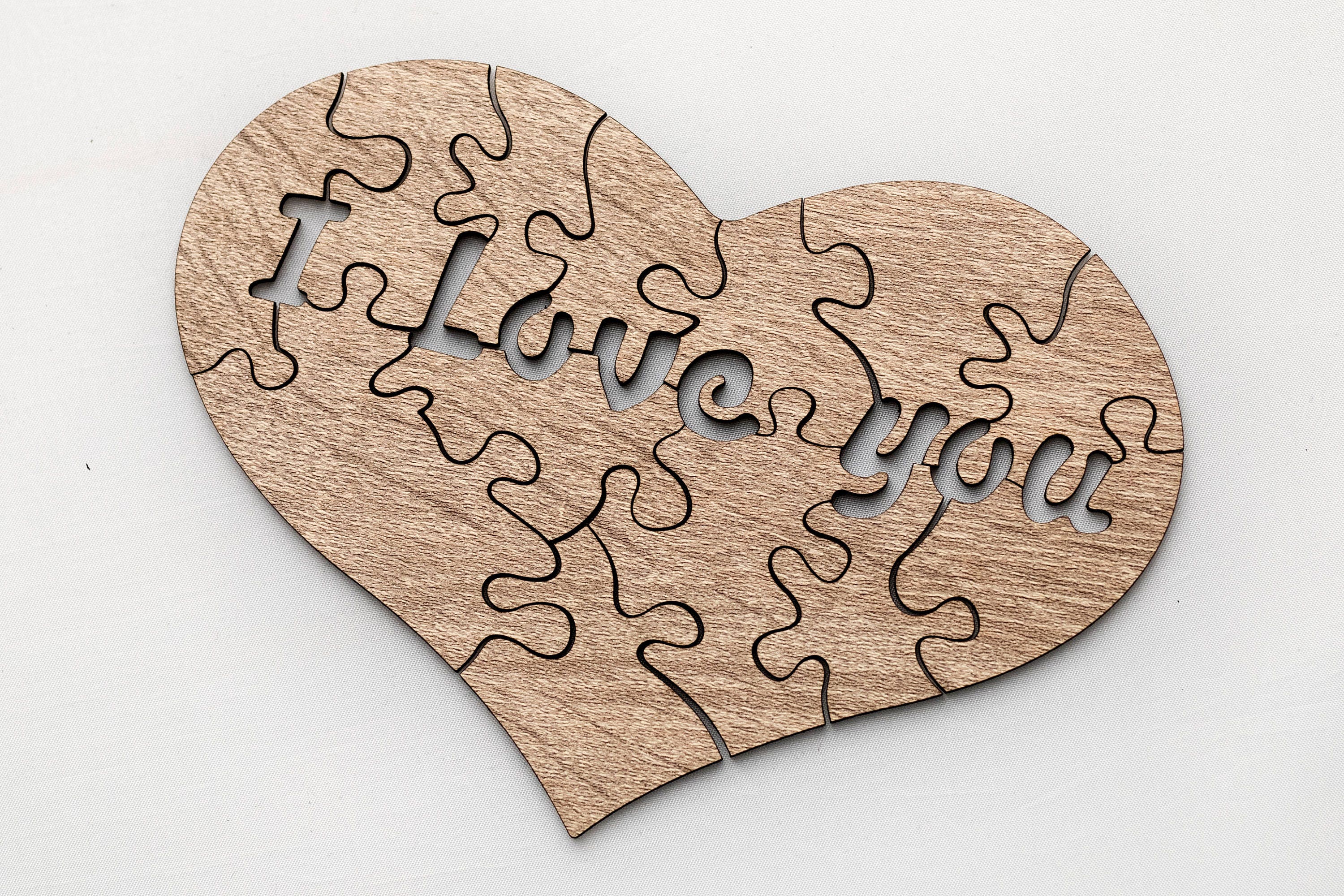 Wooden Heart Laser Cut Puzzle I LOVE YOU Etsy
