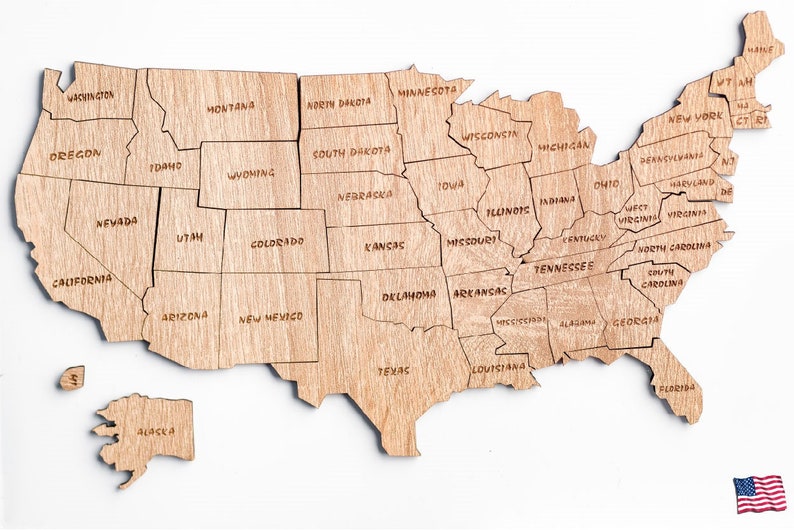 usa kaart houten kaart puzzel van de vs houten kaart staat | etsy