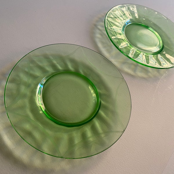 Green Glass Plates Etsy