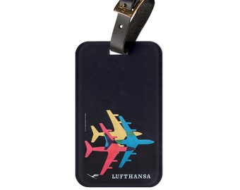 Etiqueta de equipaje vintage de Lufthansa: estilo moderno de mediados de siglo
