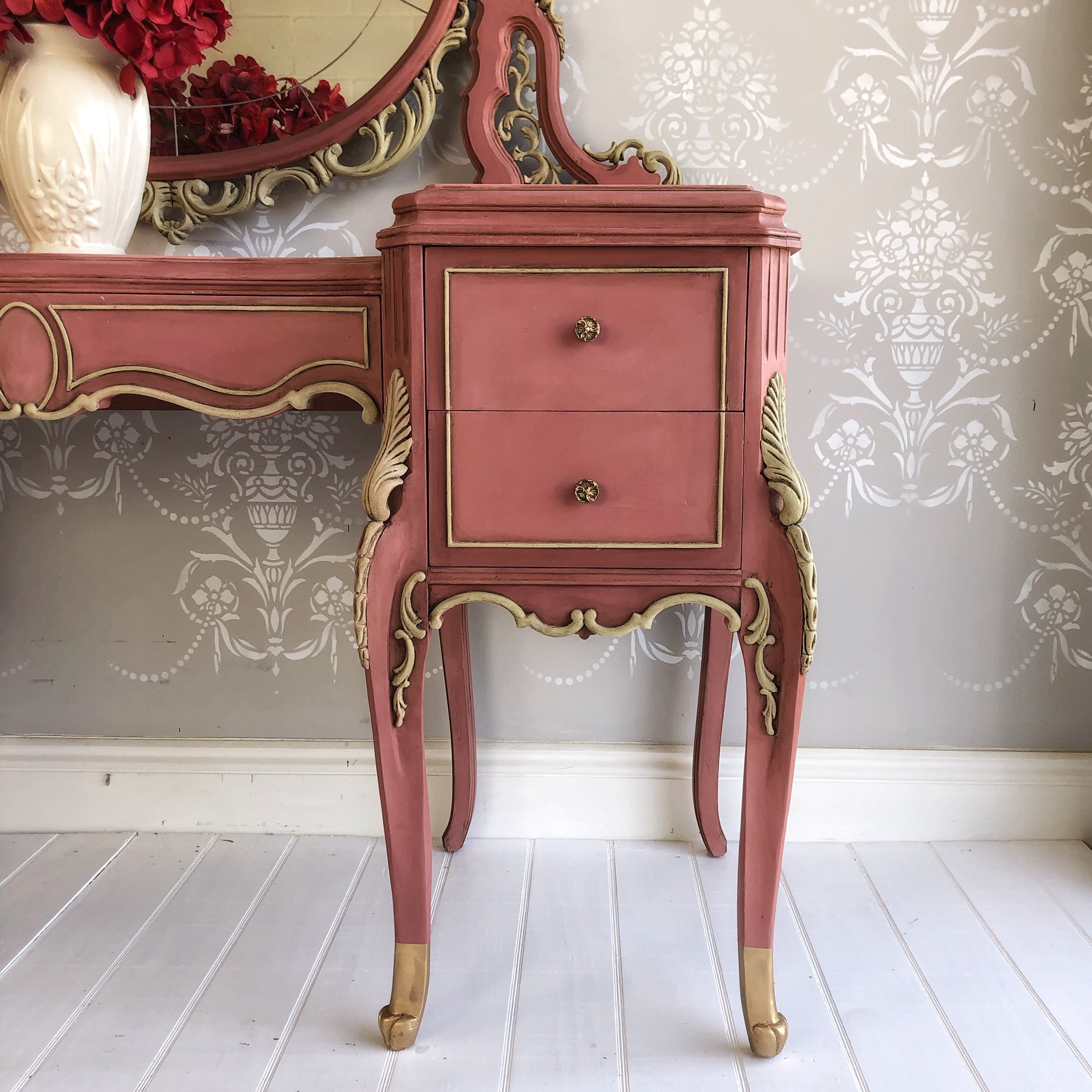 Upcycled Vintage Rose Vanity Makeup Table Painted Furniture Etsy