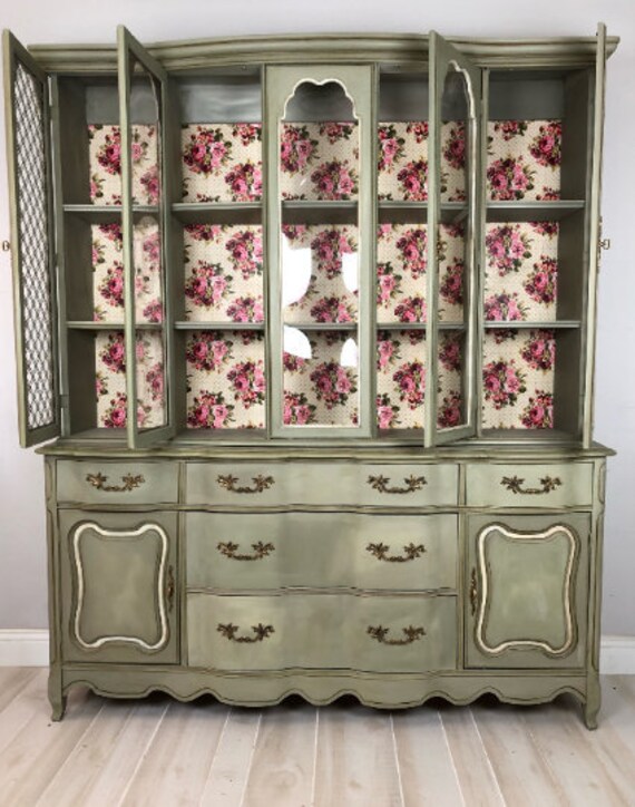 Upcycled Shabby Chic Furniture China Display Cabinet With A Etsy