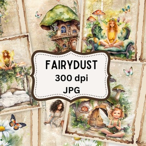 Diario spazzatura vintage, Pagine di diario delle fate, Carte collage shabby stampabili, Scrapbook, Kit Digi, Diario spazzatura stampabile, Quaderno, fiori, margherite