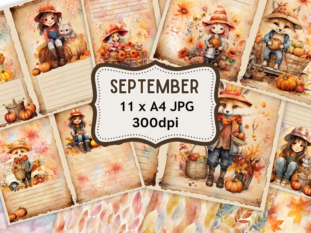 Autumn Junk Journal Papers Pages, Digital Fall Scrapbook Kit, Printable ...