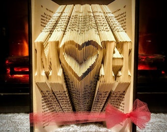 Custom Intials folded Book - Paper Anniversary - Christmas Gift - Valentine&#39;s Day - Valentine - Anniversary - Unique Gift- 1st annversary