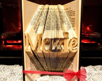 Personalized Name Folded Book, Custom Word Book Art, Handmade, Sculpture, Unique Gift