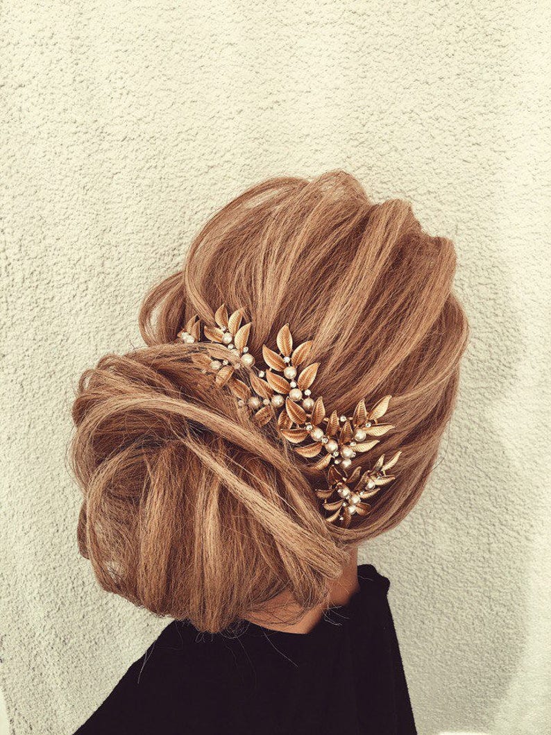 Gold Leaf Hair CombGold Leaf Hair AccessoryGold Leaf Bridal Hair CombWedding hair CombRustic WoodlandBohemian Head PieceBoho Hairpiece