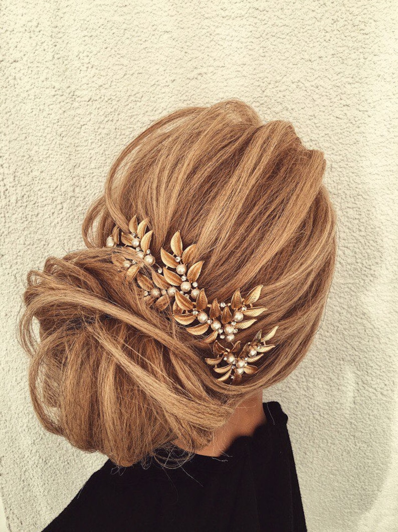 Gold Leaf Hair CombGold Leaf Hair AccessoryGold Leaf Bridal Hair CombWedding hair CombRustic WoodlandBohemian Head PieceBoho Hairpiece