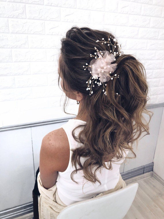 pink wedding hair accessories