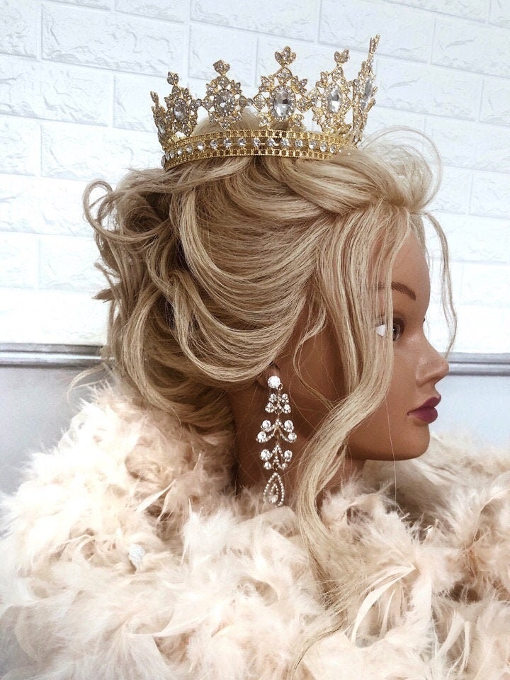 Black Crystal Bridal Crown Rose Gold Wedding Crown Royal Crown For Bride Baroque Wedding Tiara Boho Vintage Bridal Tiara Wedding Headpiece