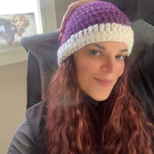 Royal Purple Ladies Crochet Beanie