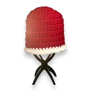 Red and White Crochet Beanie