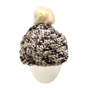 Tri-Color Winter Ladies Crochet Beanie