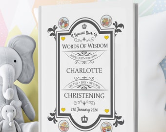 Christening Keepsake Present. A Special Personalised Christening Gift Book of Words Of Wisdom Custom-made for A Child's Christening Day.