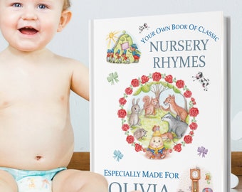 Classic Nursery Rhymes Book Personalised For Children 0-4 Years Old - Perfect For a 1st Birthday, Christening Gift or Any Special Occasion