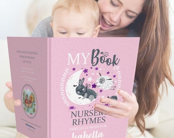 Personalised Keepsake Book of Nursery Rhymes For Girls or Boys Aged 0-4 Years Old - Perfect For A Birthday, Baptism Gift or Christmas Gift