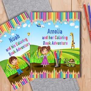 Coloring Book for Children Personalised with Name and Personal Message Inside A Fun Coloring Book Adventure and Activity Book image 1