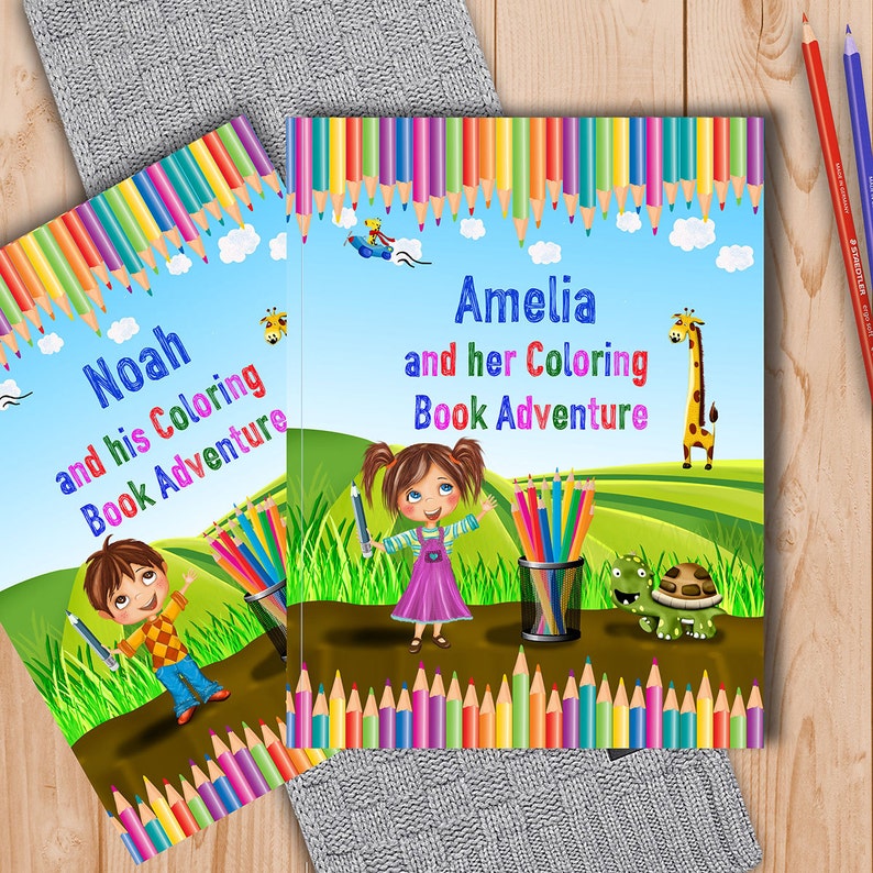 Coloring Book for Children Personalised with Name and Personal Message Inside A Fun Coloring Book Adventure and Activity Book image 1