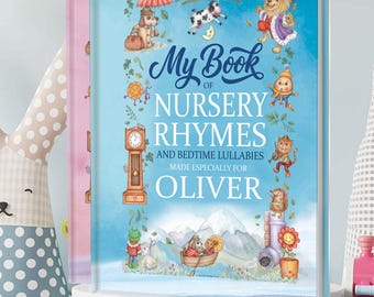 Libro de rimas infantiles personalizado para bebé. Regalo de recuerdo personalizado para su primer cumpleaños.