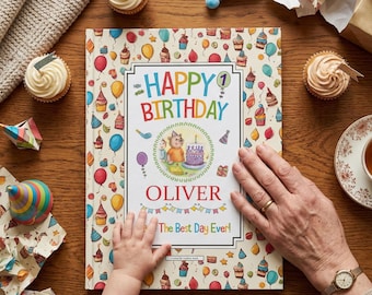 Libro de recuerdos personalizado de feliz cumpleaños para niños de 0 a 8 años