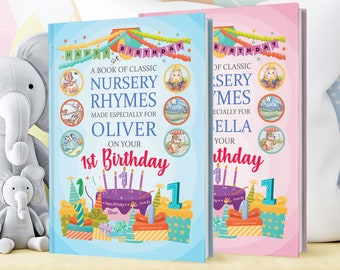 Libro de rimas infantiles personalizado para el primer cumpleaños: regalo de recuerdo