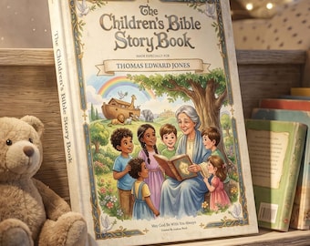 Libro de historias bíblicas para niños, personalizado para edades de 0 a 12 años. Un recuerdo para siempre. Ideal para bautizos, comuniones y cumpleaños.